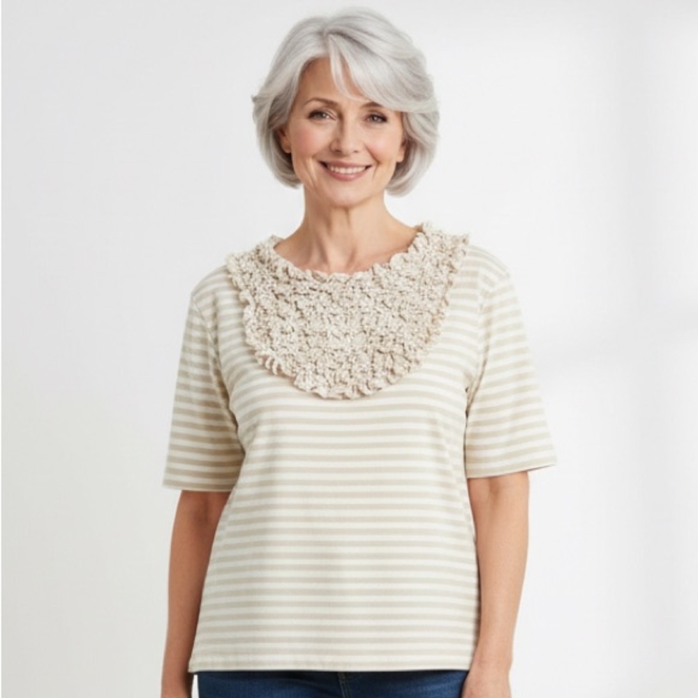 CJ Banks SZ 1X striped shirt sleeve t-shirt. Super soft, comfy tee/bust 48”-56”